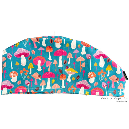 Fuchsia Mushrooms on Teal | Modified Bouffant