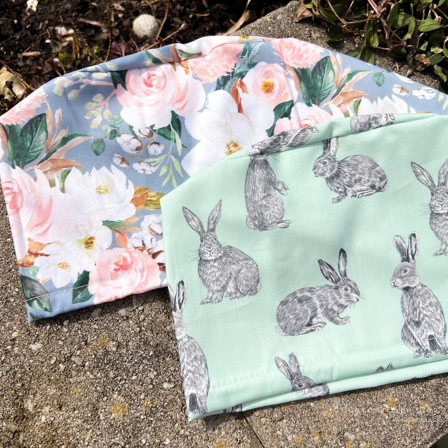 Pretty Spring Watercolour Blooms on Grey | Specialty Cap