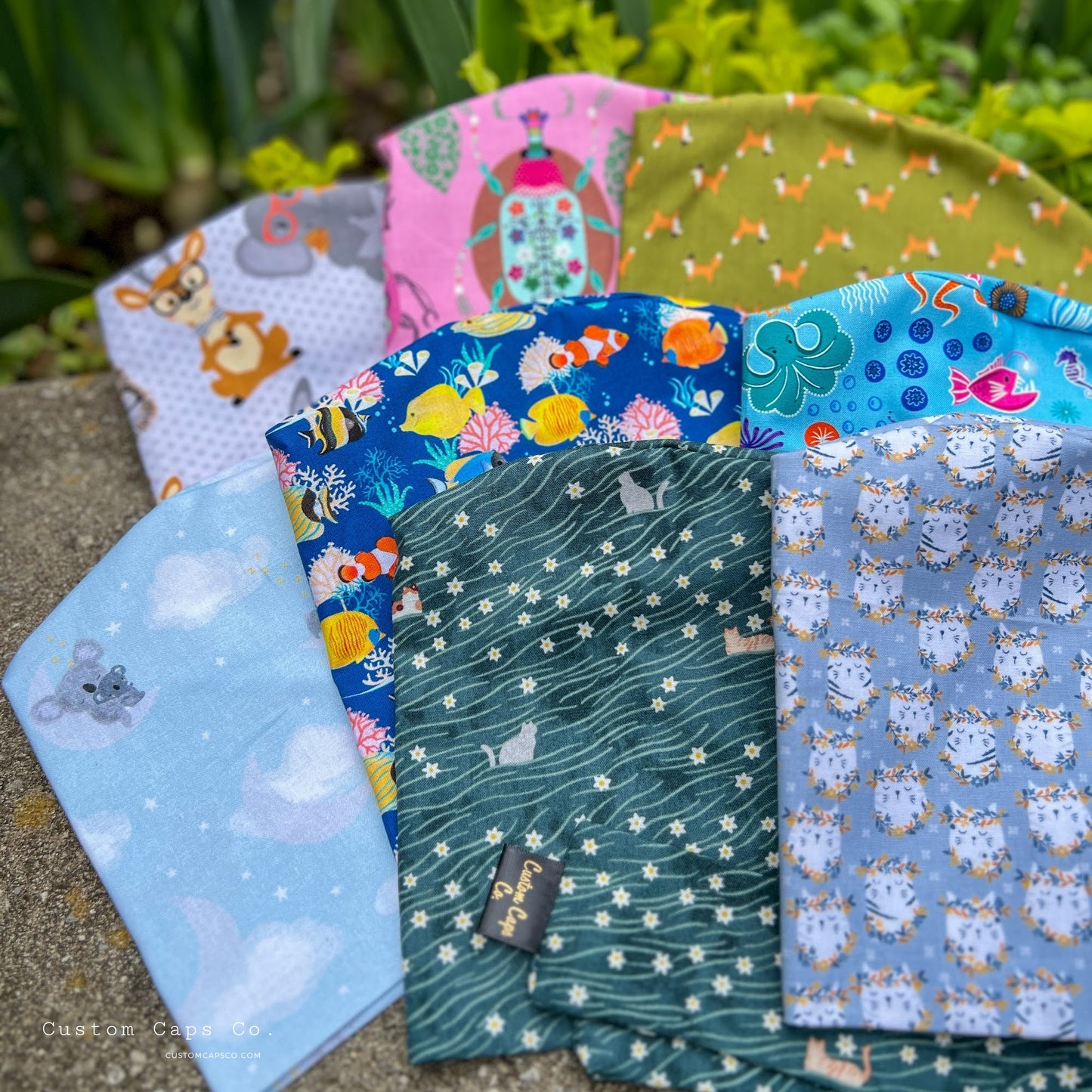 Petite Foxes on Olive Green | Pixie