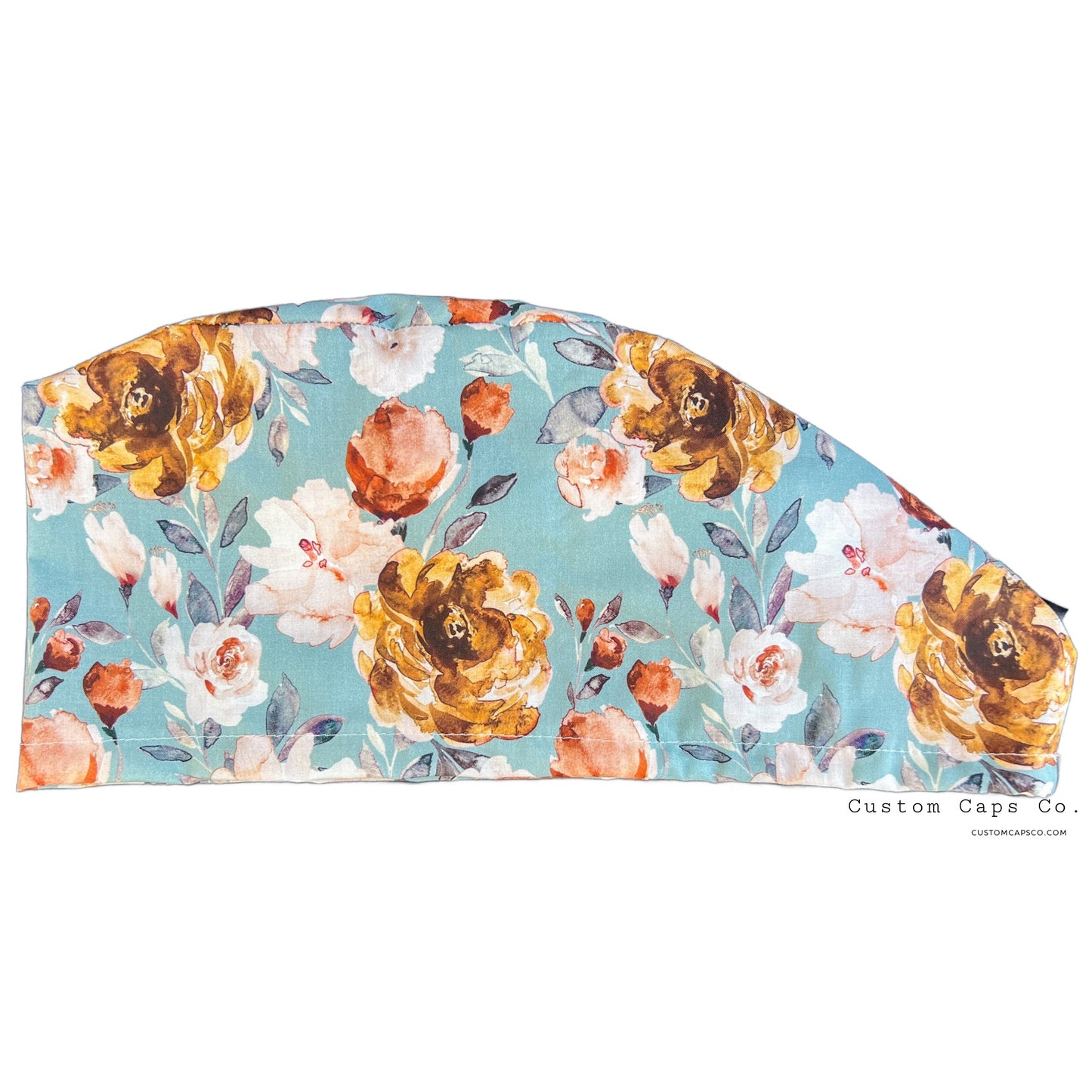 Pale + Golden Watercolour Blooms on Sage | Specialty Cap