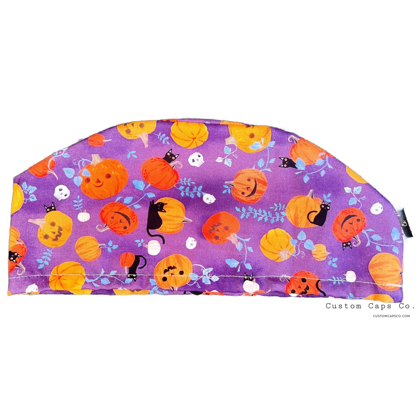 Black Cats & Pumpkins on Plum | Modified Bouffant