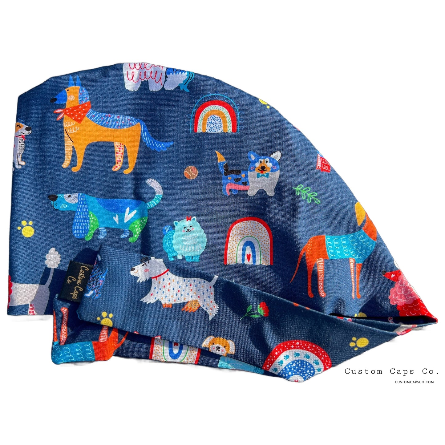 Rainbow Dogs on Navy | Pixie