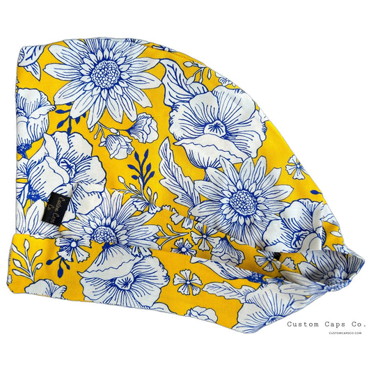 Antique Blue Florals on Yellow | Pixie