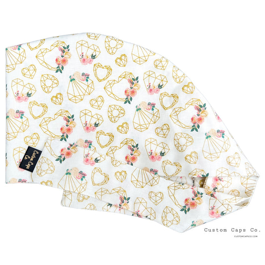 Heart Diamonds on White | Metallic Gold | Pixie