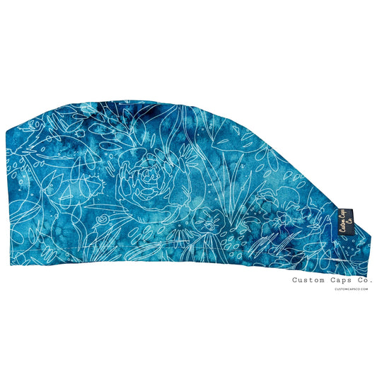 Floral Outlines on Teal | Modified Bouffant