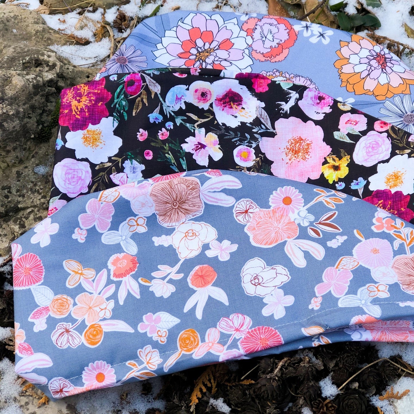 Floral Punch on Blue Grey | Modified Bouffant