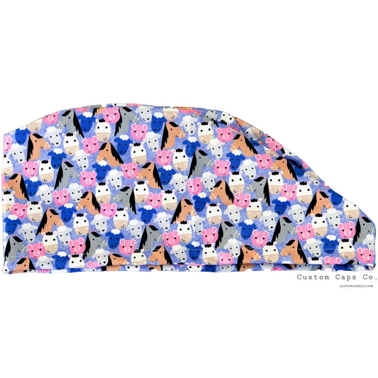 Farm Buddies on Periwinkle | Modified Bouffant