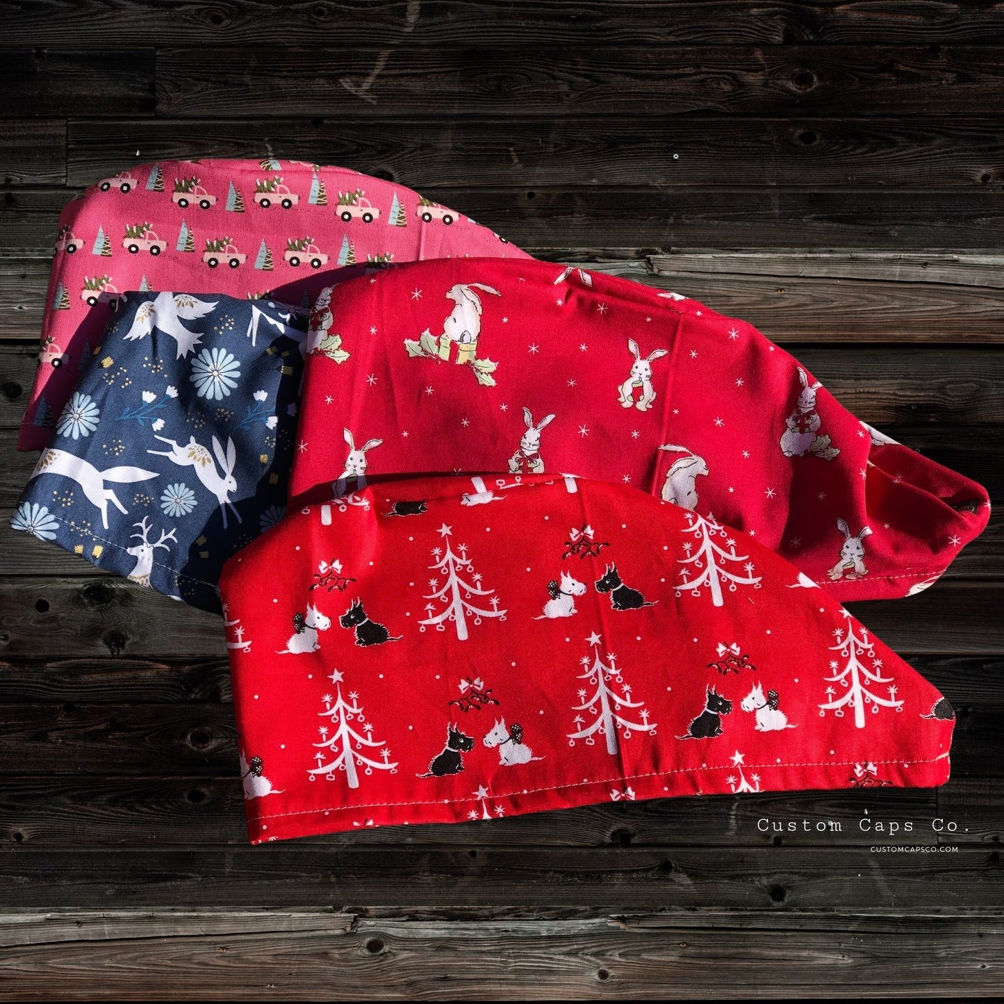 Christmas Scotties on Red | Modified Bouffant