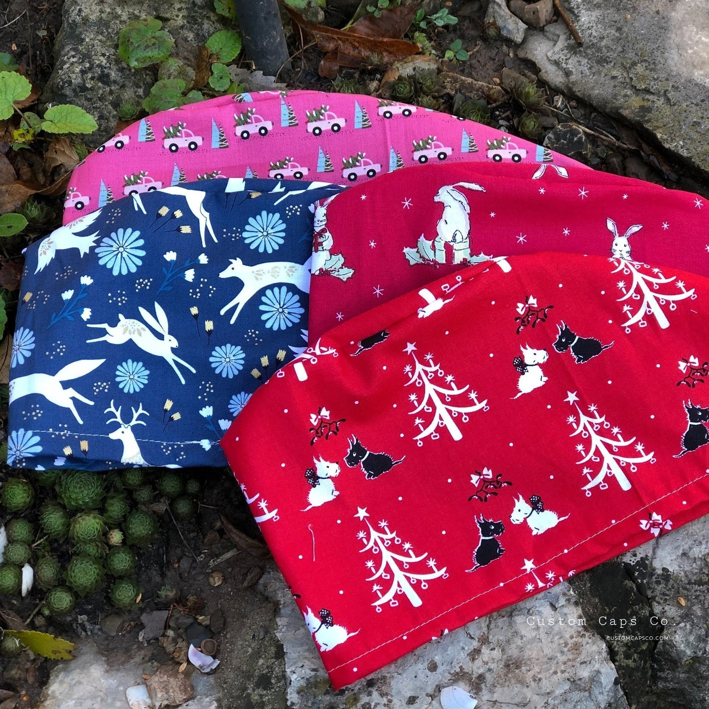 Christmas Scotties on Red | Modified Bouffant
