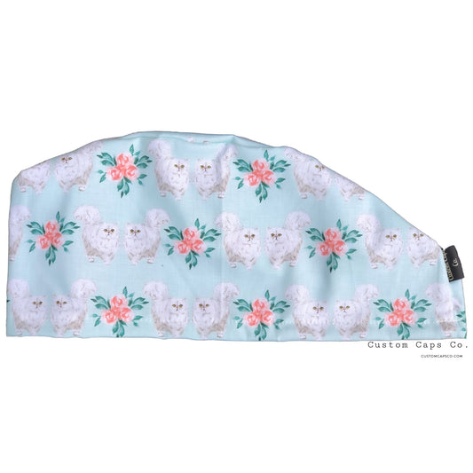 Meow and Roses on Mint | Modified Bouffant