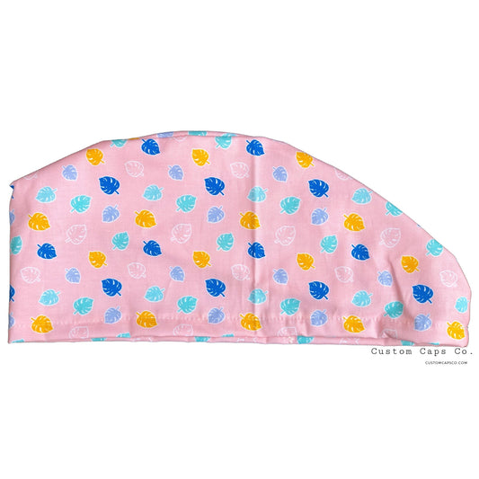 Mini Monstera Leaves on Pink | Modified Bouffant