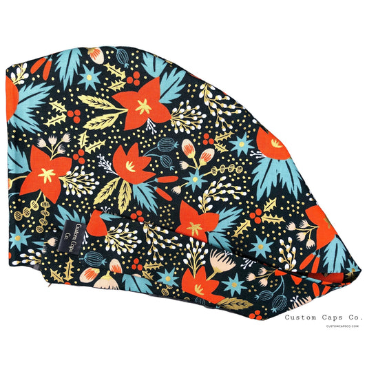 Vintage Poinsettia on Black | Metallic Gold | Pixie