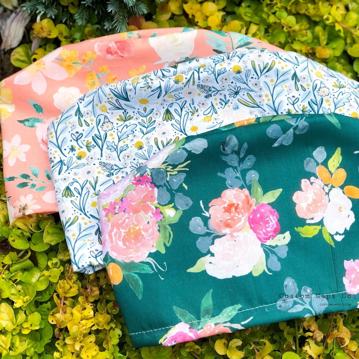 Watercolour Floral Toss on Coral | Modified Bouffant