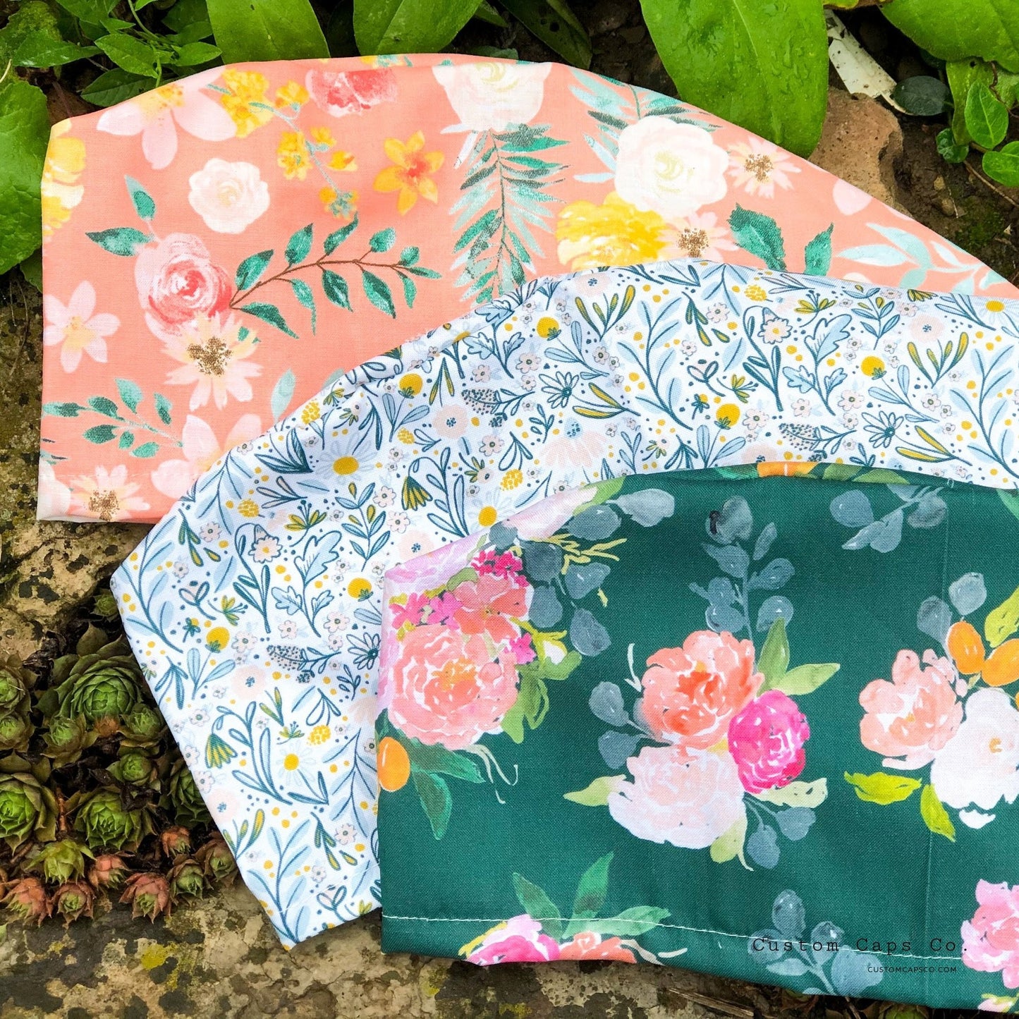 Watercolour Floral Toss on Coral | Modified Bouffant