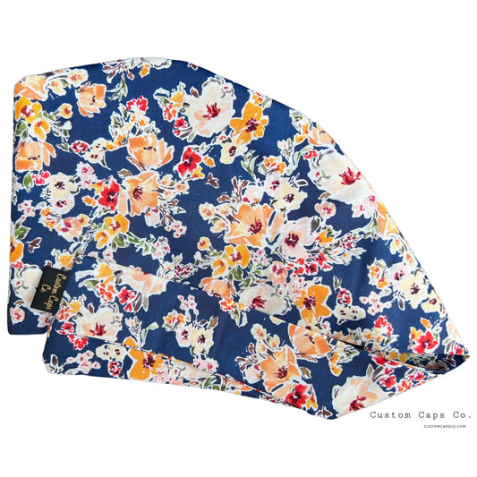 Tangerine Bouquet on Navy | Pixie