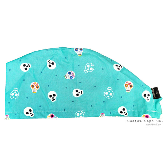 Skulls on Turquoise | Glow in the Dark | Modified Bouffant
