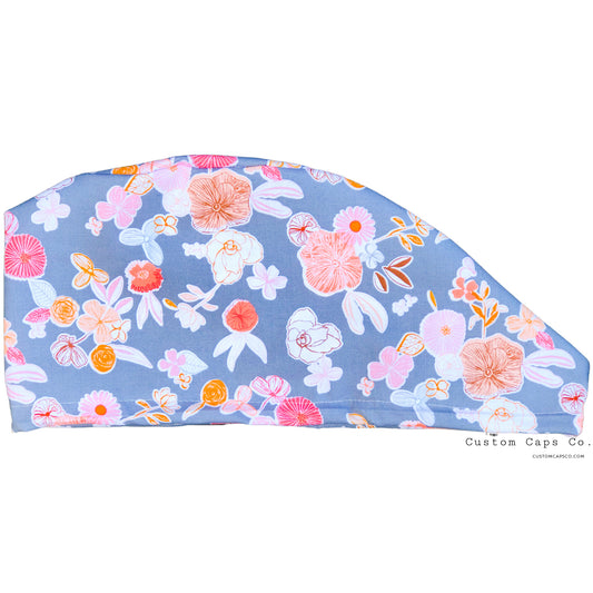 Floral Punch on Blue Grey | Modified Bouffant