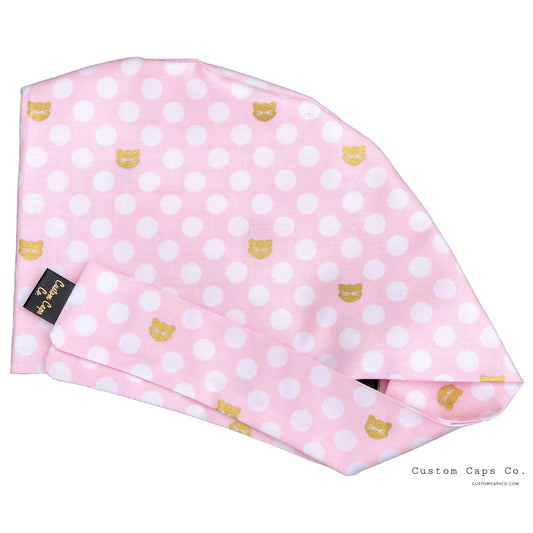 Kitten Dots on Pink | Metallic Gold | Pixie