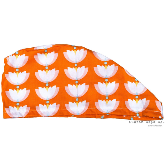 Lotus Flowers on Tangerine | Modified Bouffant