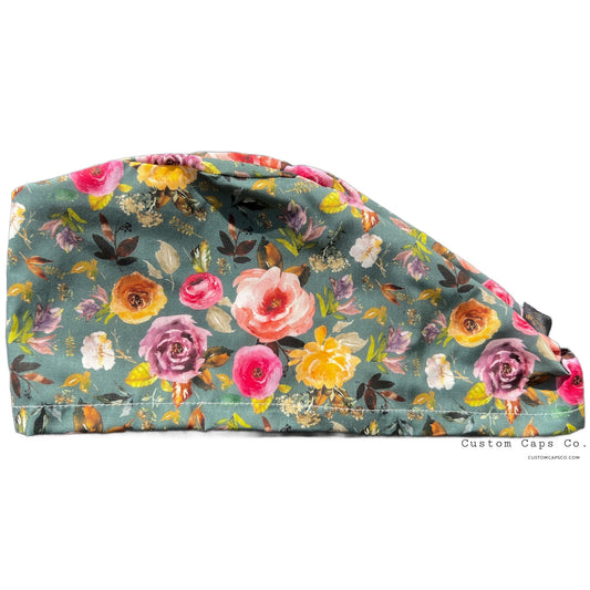 Watercolour Blooms on Olive Green | Specialty Cap