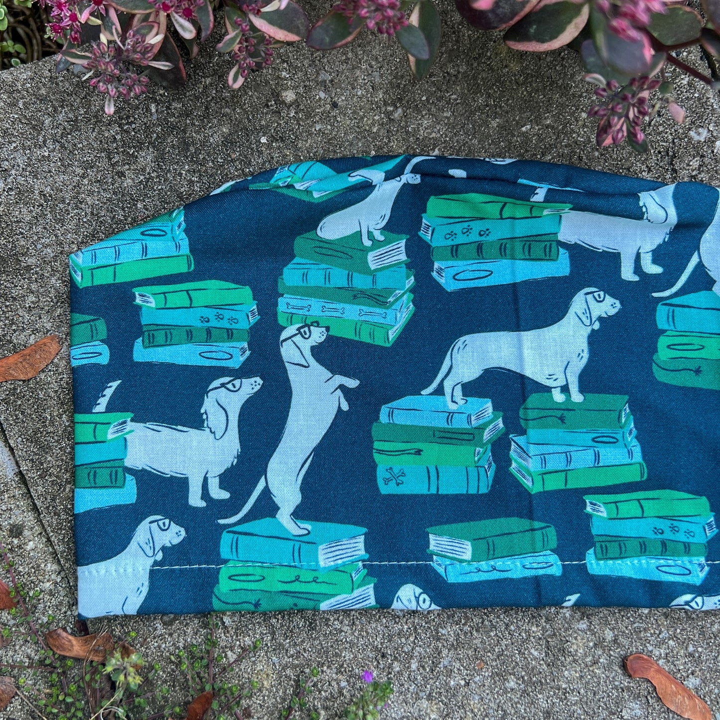 Book Pups on Navy | Organic Cotton | Modified Bouffant