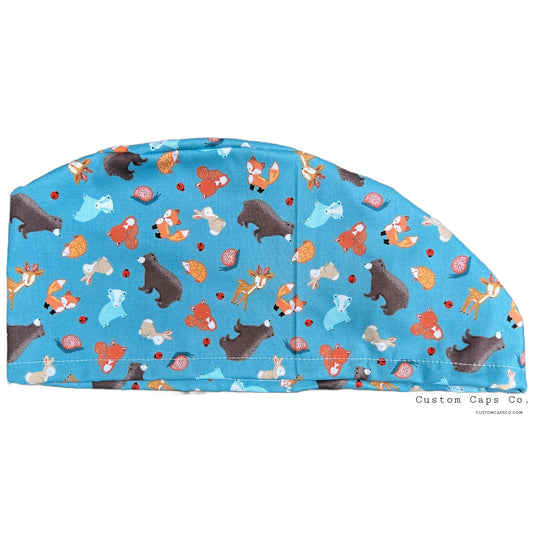 Forest Critter Toss on Teal | Modified Bouffant