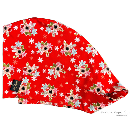 Snowflake Florals on Red | Pixie