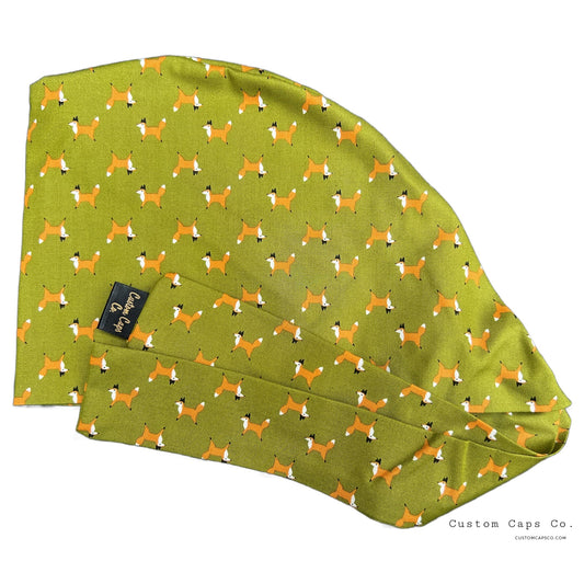 Petite Foxes on Olive Green | Pixie