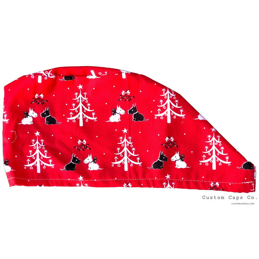 Christmas Scotties on Red | Modified Bouffant