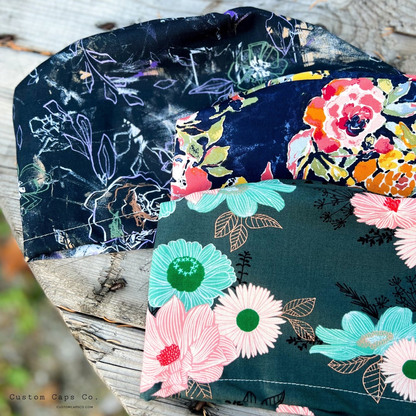 Retro Florals on Teal | Metallic | Modified Bouffant