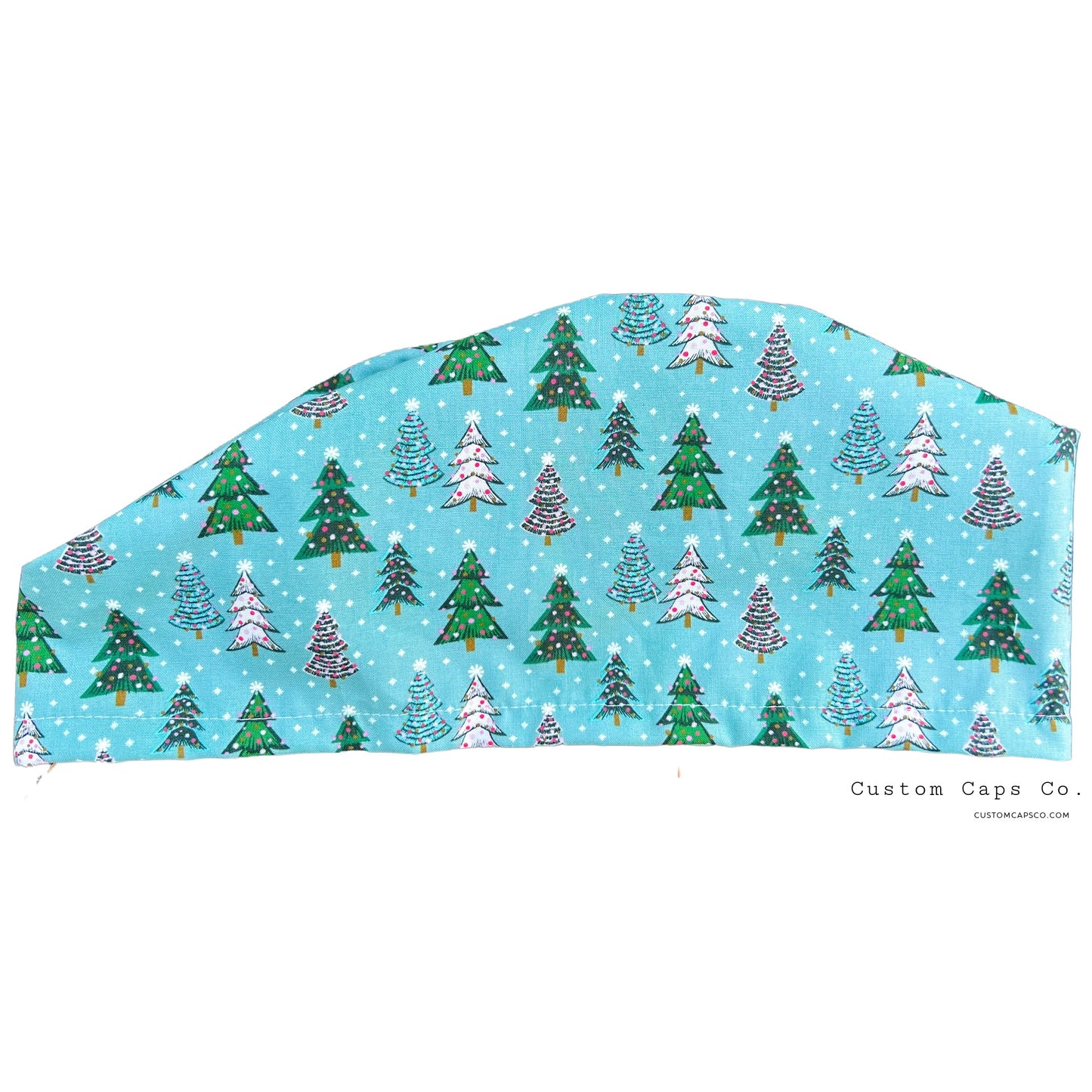 Tiny Christmas Trees on Aqua | Modified Bouffant