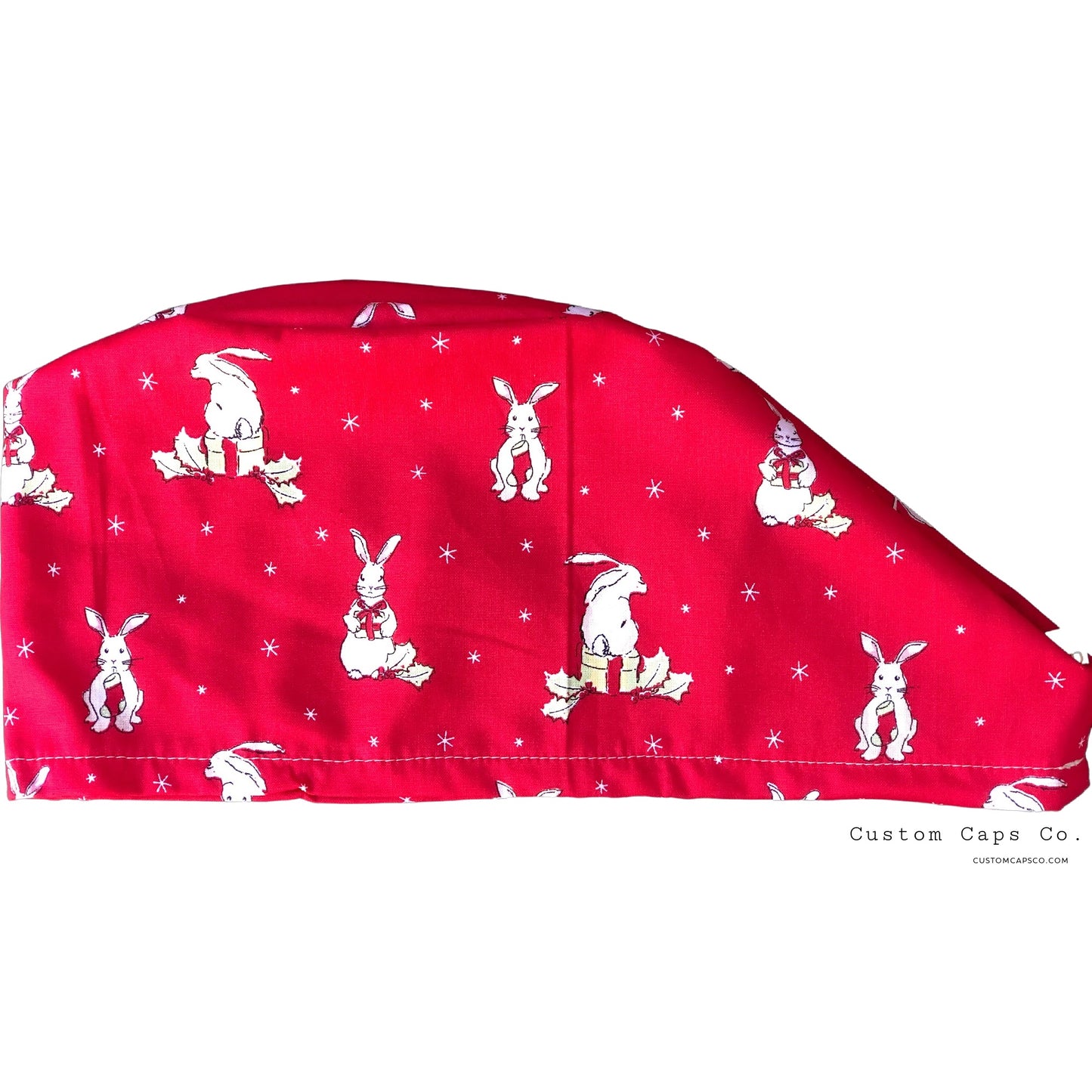 Christmas Bunnies on Red | Modified Bouffant
