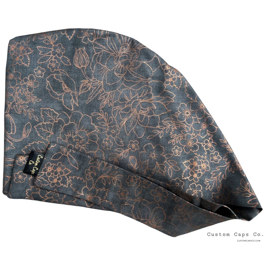 Floral Outlines on Charcoal | Metallic Copper | Pixie